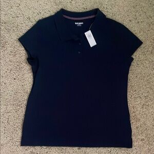 Old Navy Girls Navy Blue Fitted Cap Sleeve Polo Top